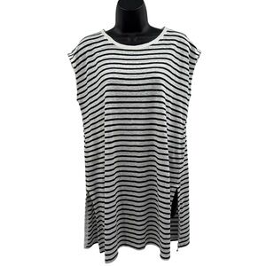 Eileen Fisher Organic Linen Sleeveless Tunic Dress | White/Black Stripe | MP
